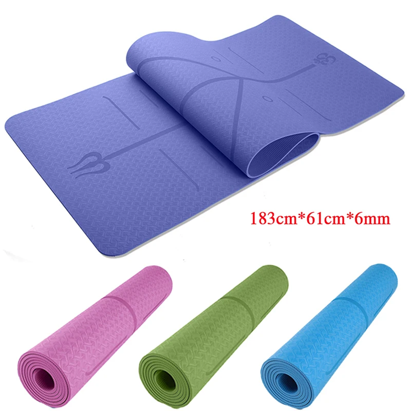 

TPE Yoga Mat with Position Line Non Slip Carpet 183cmX61cmX6mm High Density For Beginner Tasteless Fitness Gymnastic Mat