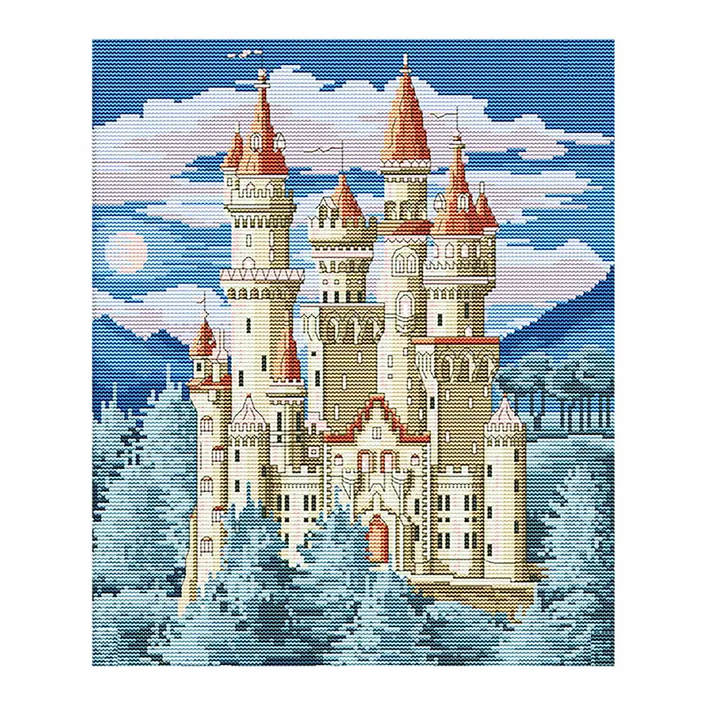 

European Castle Diamond Painting Full Round Architecture scenic New DIY Sticking Drill Cross Embroidery 5D Home Decoration