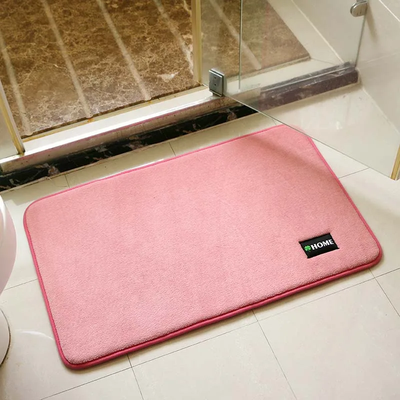 Коврик для ванной из кораллового флиса Memory Foam коврик для ванной комнаты кухонные дверные коврики tapis de bain - Цвет: pink rectangle