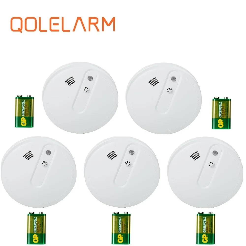 

QOLELARM 5pcs/lot Free Shipping 2019 433mhz wireless Smoke+Heat fire sensor smoke alarm detector For Home alarm anti fire