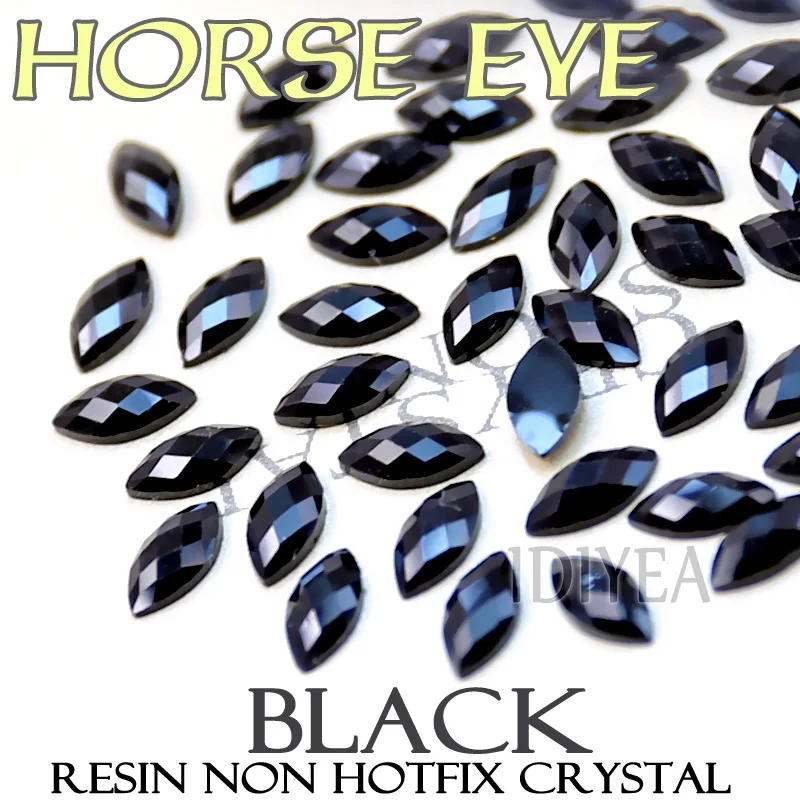

3x6 4x8 5x10mm Jet Nut Black Horse eye Rhinestones,Nail Art Crystal Acrylic Resin Non Hotfix Flatback glitters for DIY accessory