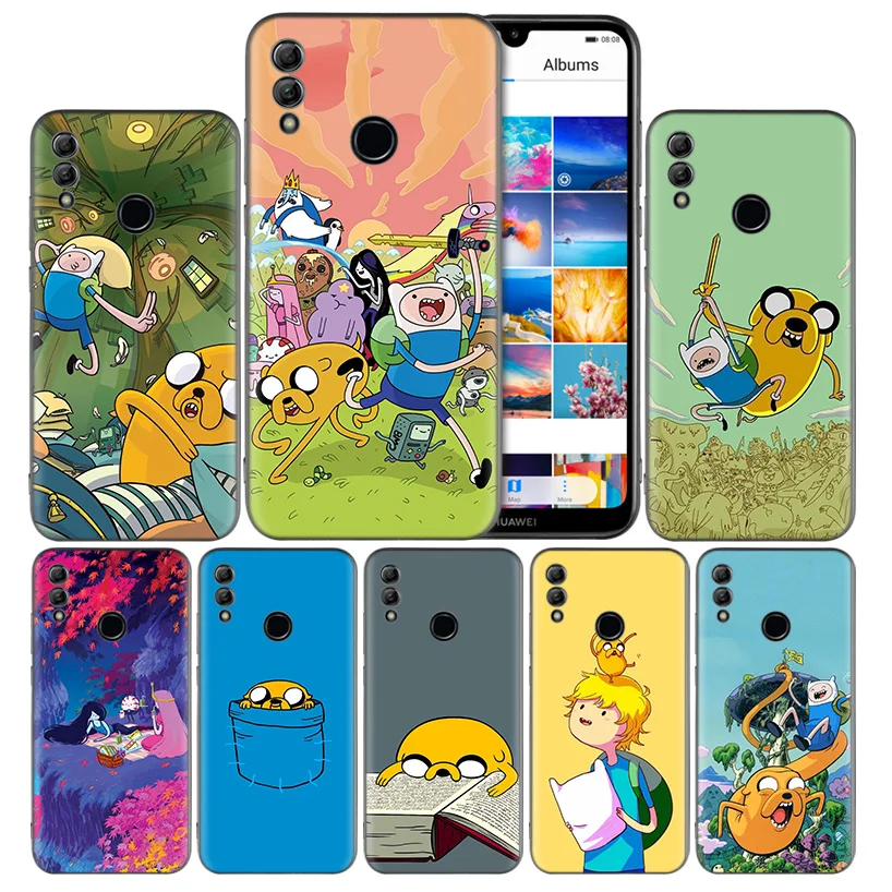 

Adventure Time Finn Jake Black Silicone Case Cover for Huawei Honor 8X 8C 8A 8S 10 10i Lite Play V20 Y9 Y7 Y6 Y5 Prime 2018 2019