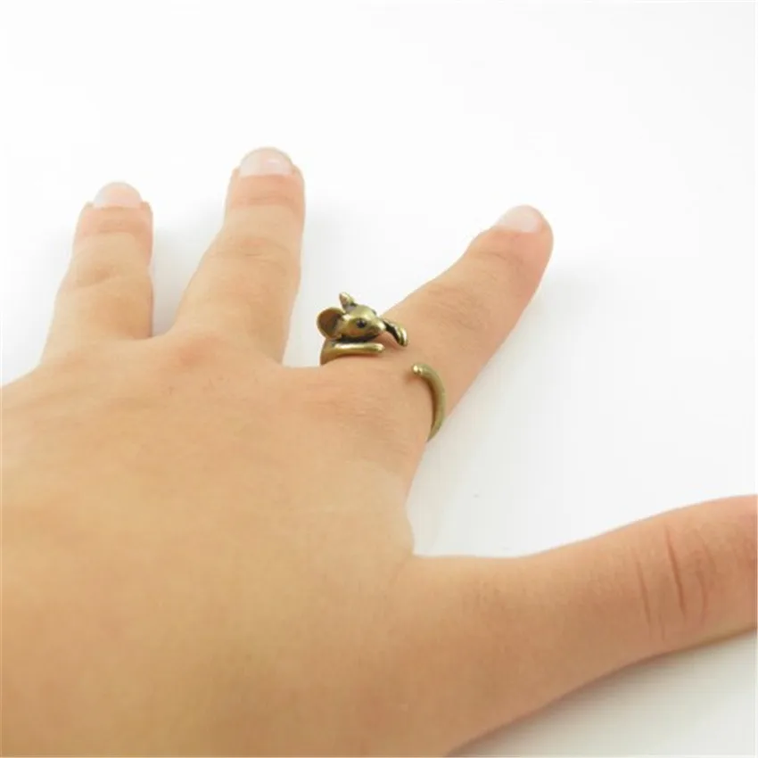 CHENGXUN бохо шик винтаж серебряный латунный сустав регулируемый мышь животного обёрточная бумага свадебное кольцо дамская мода ювелирные изделия подарок