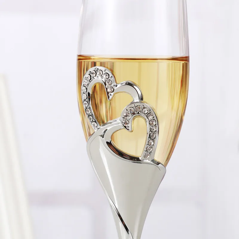 2pcs Set Crystal Champagne Glass Wedding Toasting Flutes Drink Cup