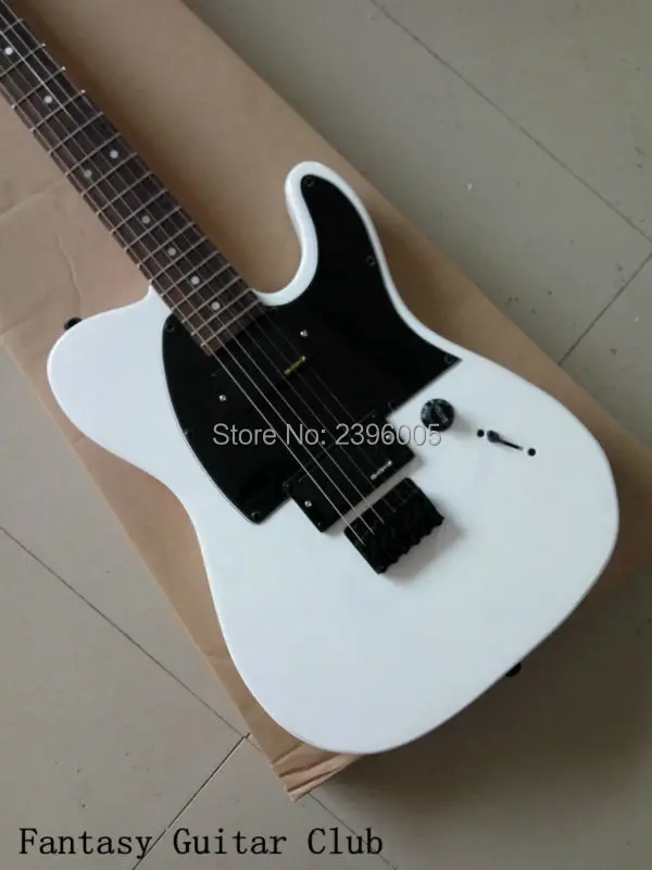 

Factory direct Telecast electric Guitar white color string through the body locking knobs high quality with signature free ship