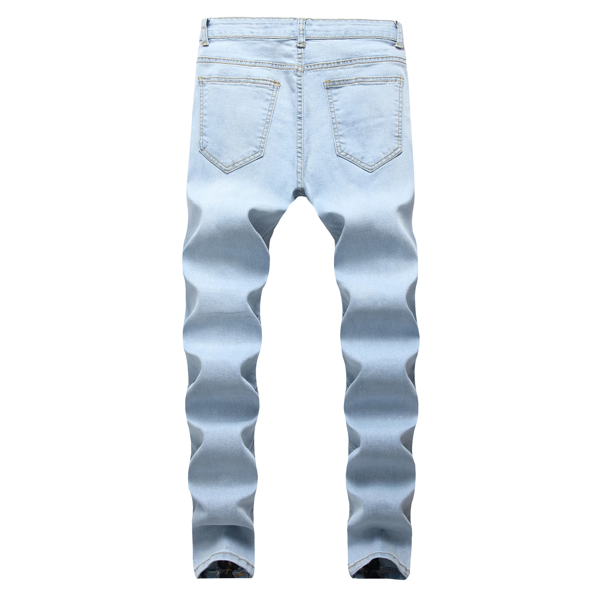 2019 новые весенние модные мужские повседневные Стрейчевые узкие брюки однотонные джинсы мужские повседневные джинсы на молнии Большие