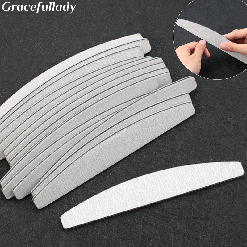 

10Pcs/Lot Nail File 100/180 Sanding Half Moon 100/180 Grey Buffer Block for Manicure Polishing Tools Nail Files Grey Boat