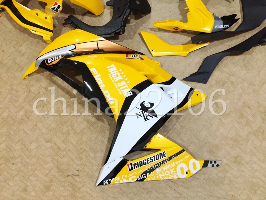 АБС кузов комплект обтекателей для Kawasaki Ninja300 EX300 2013-, 13, 14, 15, 16, 17, Обтекатели литья под давлением на заказ желтый