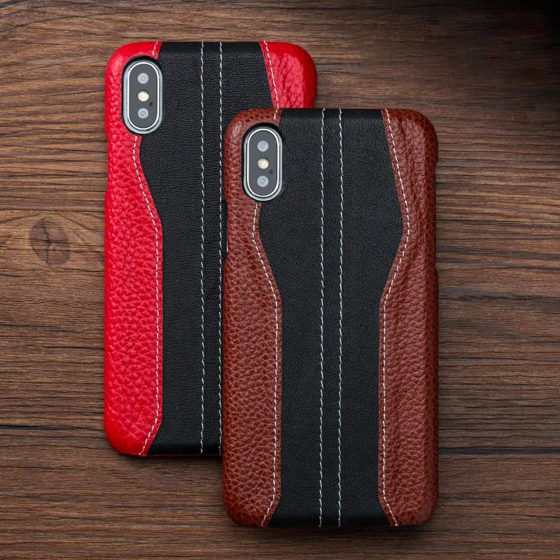 

Luxury leather Phone case For iPhone X 6 6S 7 8 Plus case Litchi Texture Stitching back cover For 6p 7p 8p 5 5S SE cases