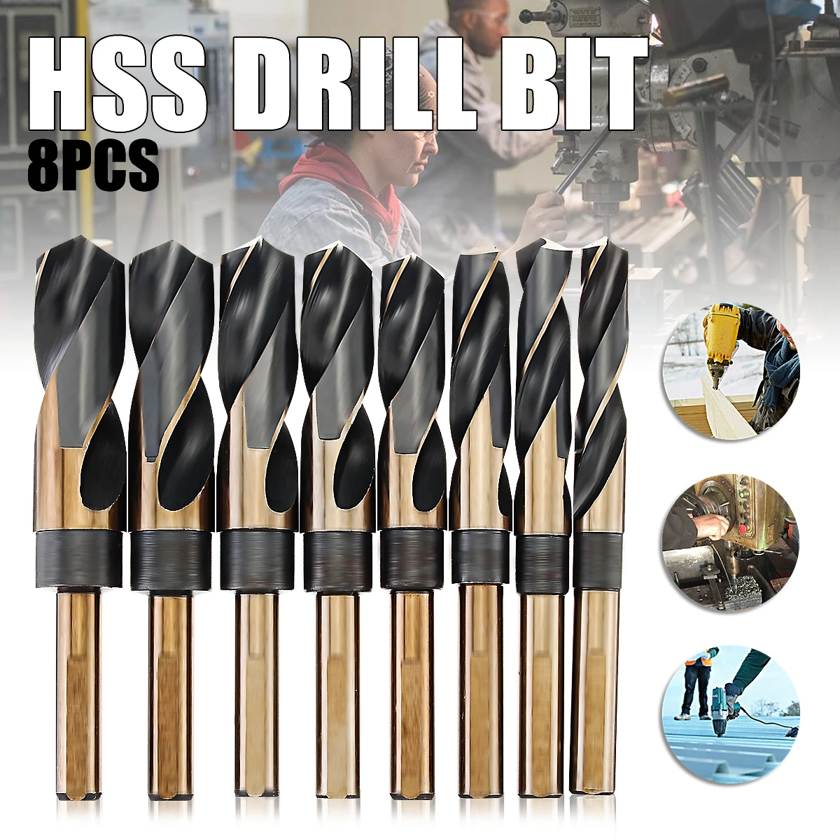 8Pcs 1/2 inch HSS High Speed Steel Round Shank Twist Drill Bit Set Coated Drill Bits Woodworking Tools For Wood Metal Plastic 8Pcs 1/2 inch HSS High Speed Steel Round Shank Twist Drill Bit Set Coated Drill Bits Woodworking Tools For Wood Metal Plastic