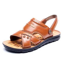 Лидер продаж; Новинка; летние мужские сандалии из натуральной кожи; модные пляжные Нескользящие сандалии; удобные тапочки больших размеров; мужская обувь