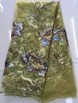 

Melody Organza French Laces Fabric 3D Sequins Flower embroidery High Quality Tulle net Lace Soft tissue For Women MY201709003