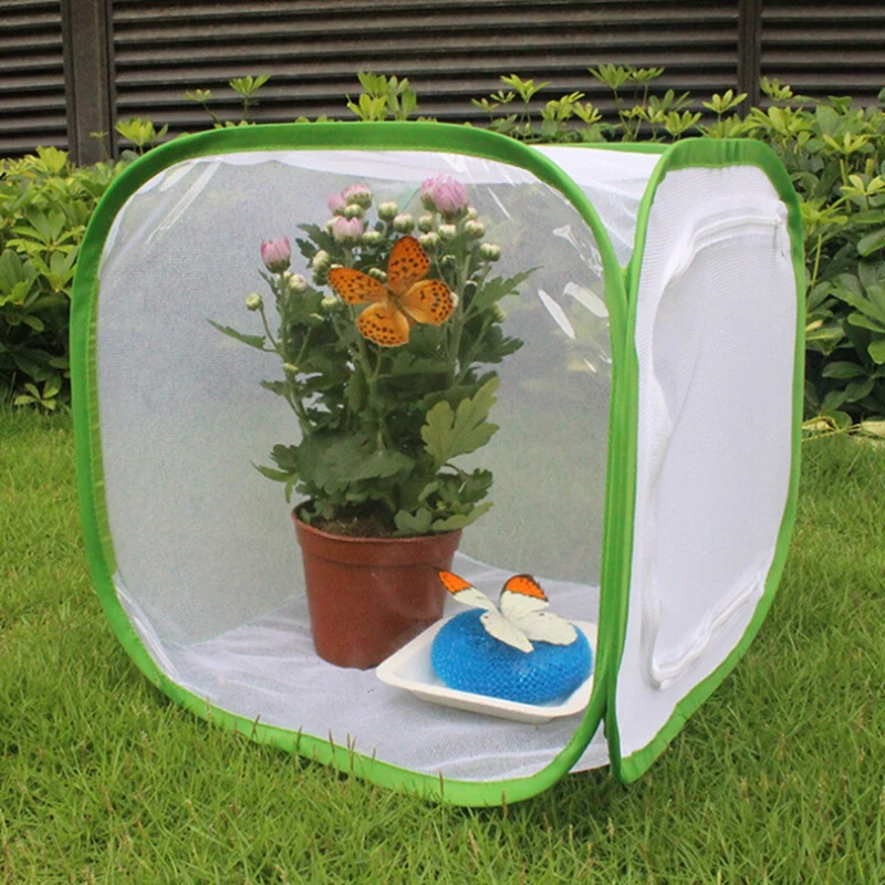 

Seedling Cultivation Insect-proof Box Butterfly Observation Cage Pot Zipper Type Foldable Butterfly Habitat For Gardening