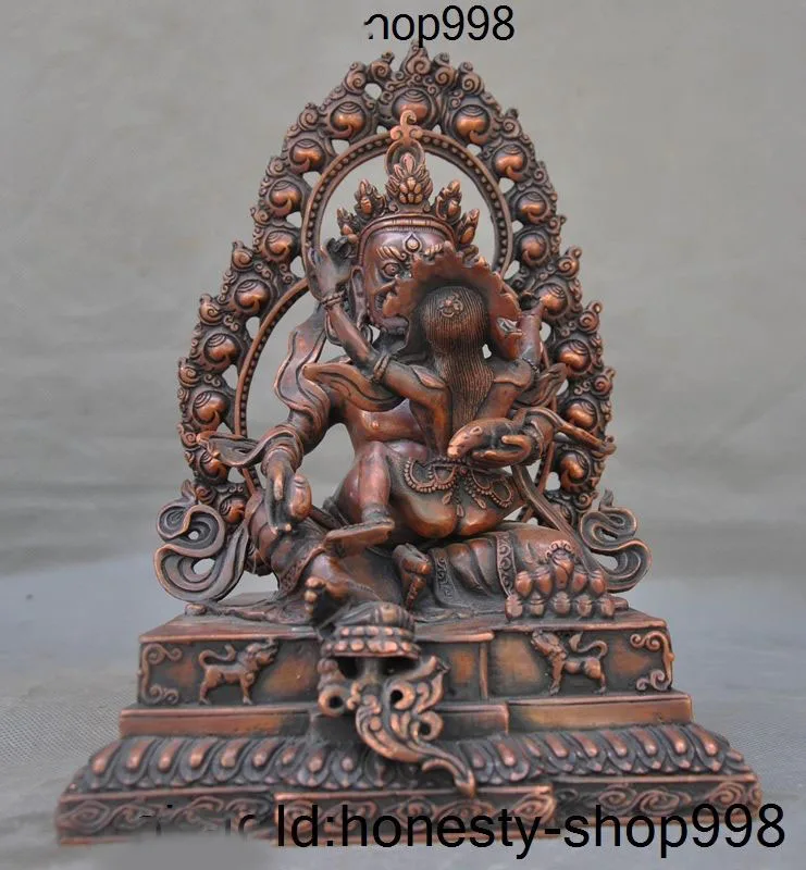 

wedding decoration 9" Tibet buddhism bronze temple Hevajra Jambhala Wealth God buddha Mammon statue