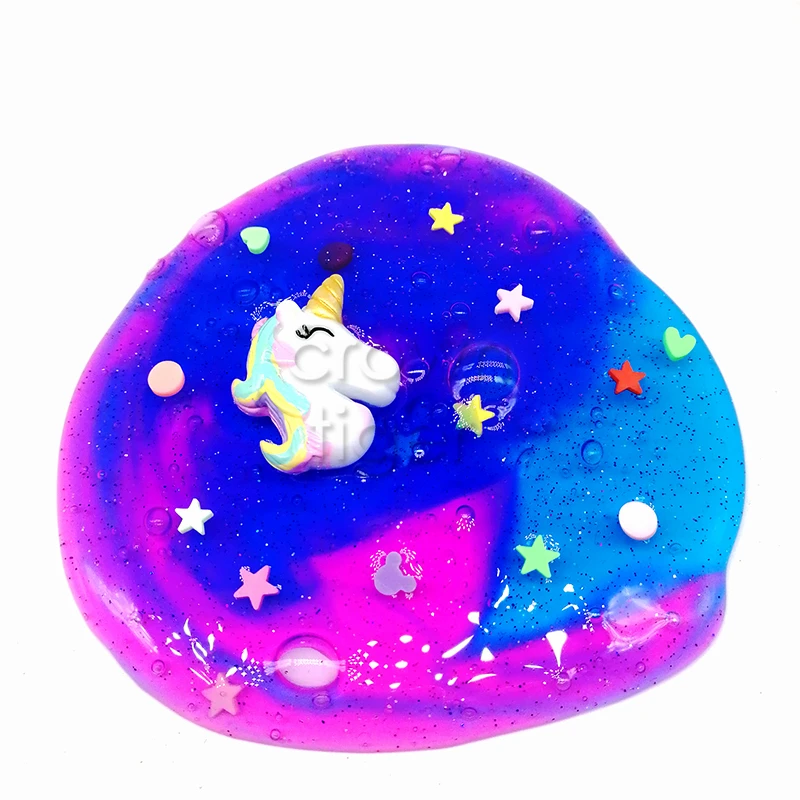 new Colorful Stars Unicorn Slime Crystal clear slime gradient galaxy