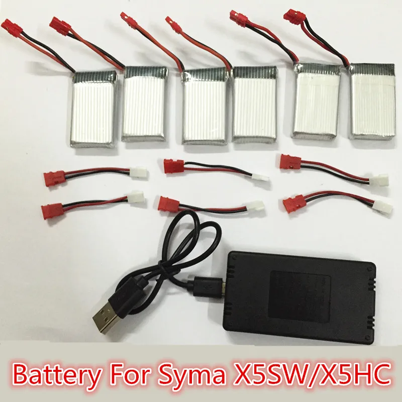 

Syma x5hc x5hw battery 3.7V extra Battery Spare with upgrade 6in1 charger cable for syma x5hw x5hc rc drone Quadcopter Parts Set