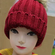 Linhaoshengyue унисекс модные теплые из меха енота мяч вязаная шапка