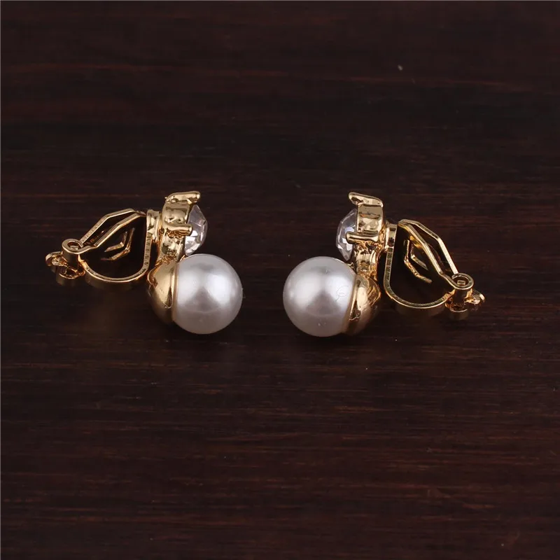 Бренд Grace Jun Стразы клипсы с искусственным жемчугом серьги для женщин вечерние модные милые золотые серебряные серьги без пирсинга с фабрики