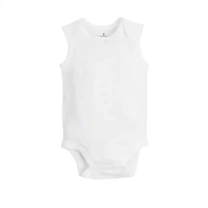 white sleeveless baby vests