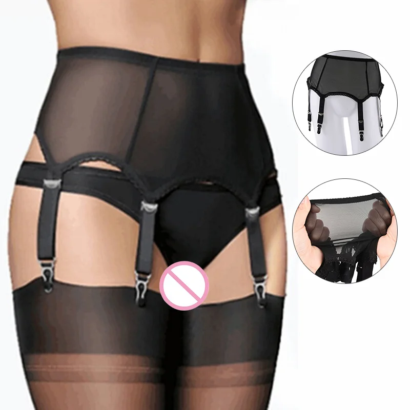 

Sexy Womens Lingerie MeshGarter Belt Dress High Waist 6 Suspender G-String Club S-XXL