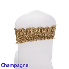 Цвет шампанского атласный стул шарф свадебное украшение Подвязка из лайкры и спандекса подходит для всех стульев юбка-пузырь в складку выглядеть галстук-бабочка отель Вечерние