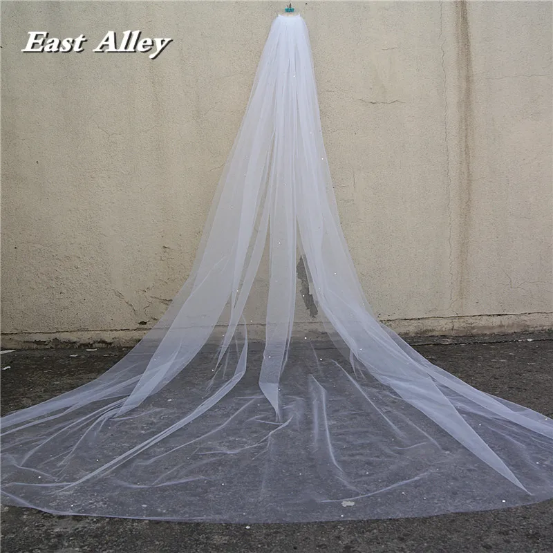 Свадебные вуали, рассыпанные кристаллами, стразы, длина 11", длинные, с обрезанной кромкой, новинка
