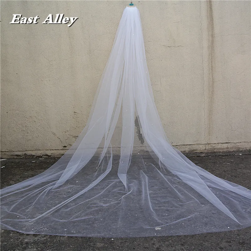 

Scattered Crystal Rhinestones Wedding Veil , Cathedral Length 118" Long with Cut Edge 2019 New