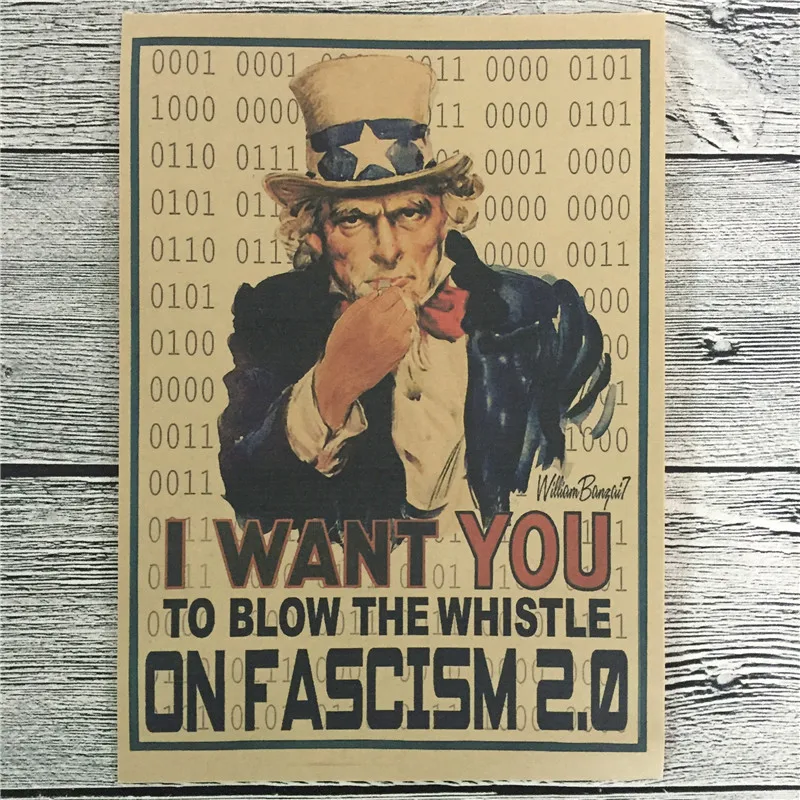 

New arrival RZSA-066 home decor "ON FASCISM 2.0" cuadros decoratives painting vintage poster kraft paper for living room 42x30cm