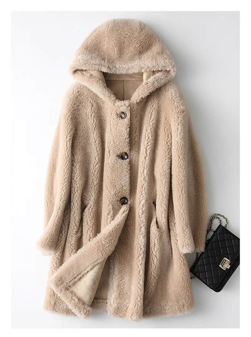 PUDI A18226 Женское зимнее пальто из настоящей шерсти с капюшоном, теплая куртка, пальто для девочек, Женская длинная куртка, пальто