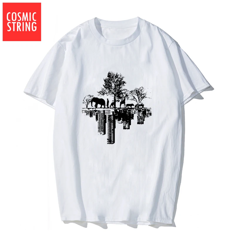

COSMIC STRING 100% cotton t shirt with print casual summer tshirt men short sleeve t-shirt male cool mens tee shirts