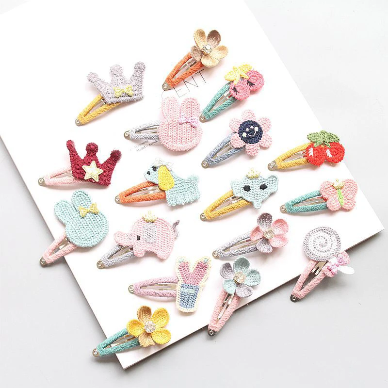 

HOT 2PCS/Lot Bobby pin Hair Accessories Korean Kids Baby Knitted Children Girls Animals Cartoon Hair Clip Bang clip Hair Pins