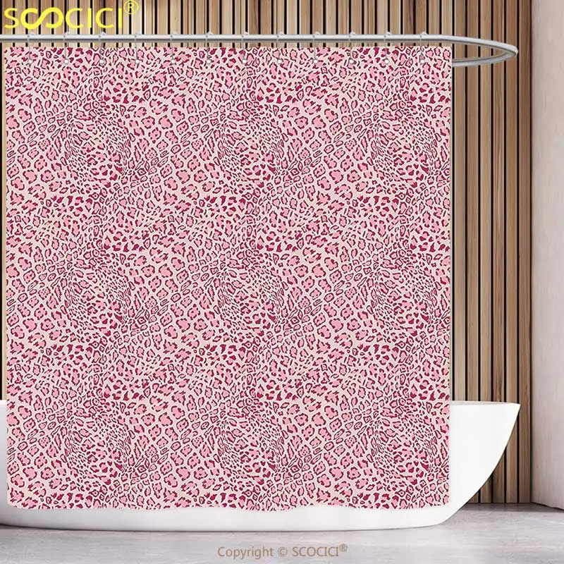 

Cool Shower Curtain Animal Print Collection Animal Print Leopard Skin Pattern Girly Design Trendy Decorating Illustration Pink