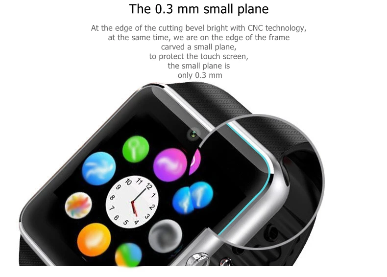 Смарт-часы GT08 Bluetooth мужские с сенсорным экраном умные часы с большой батареей поддержка TF sim-карты камера для IOS iPhone Android телефон