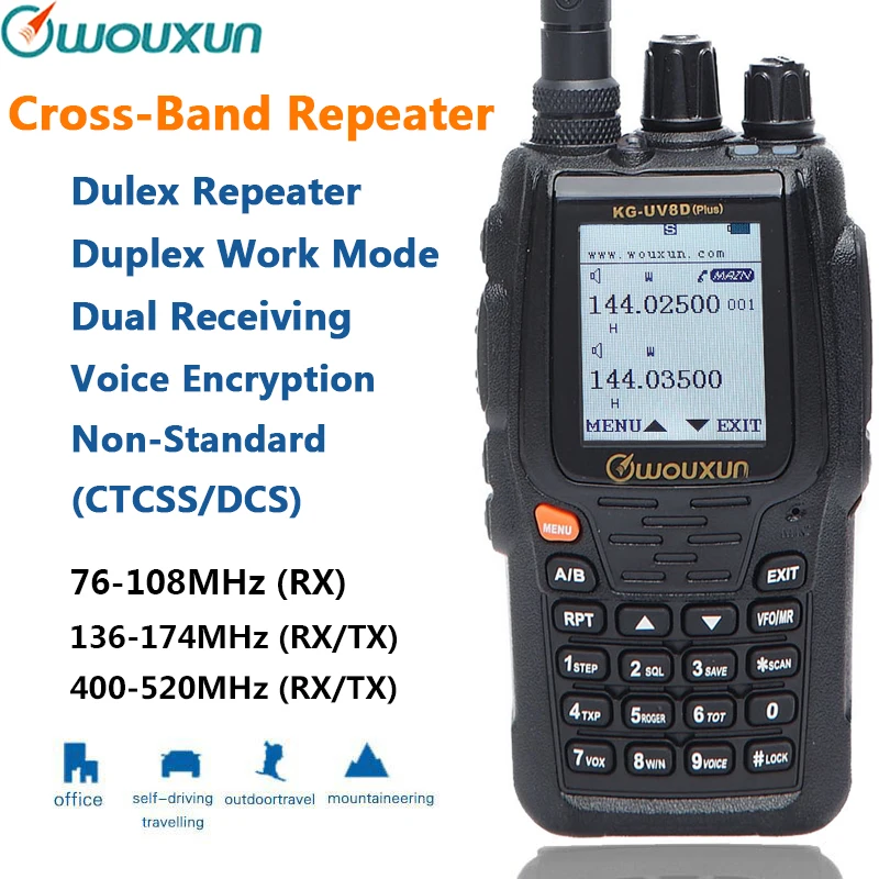 Wouxun KG-UV8D Plus портативная рация двухдиапазонный ретранслятор Многофункциональный 999 каналов DTMF VHF UHF двухдиапазонный двухстороннее радио