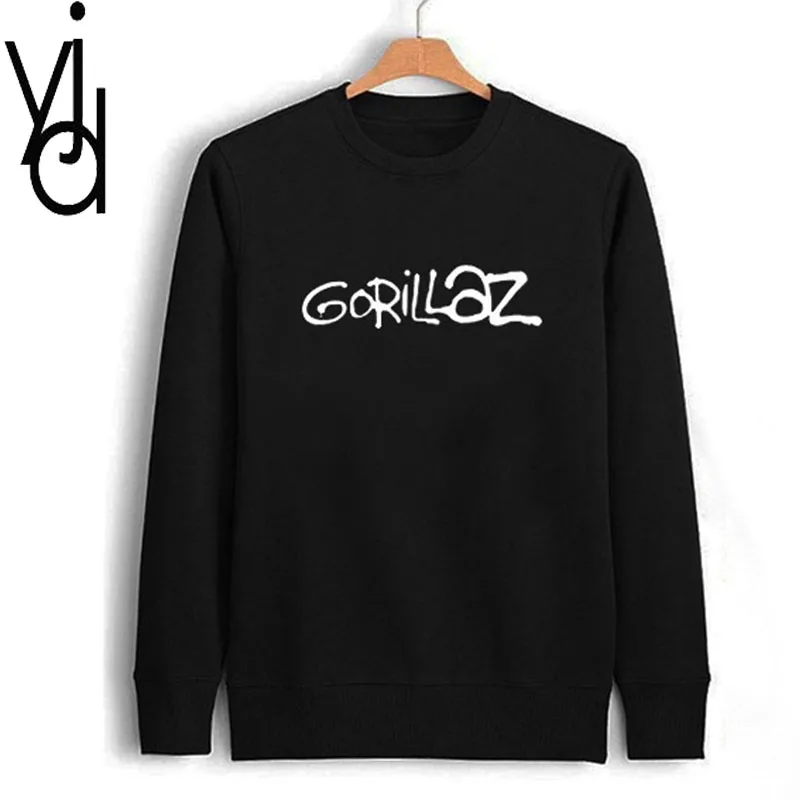 Осенью и зимой Harajuku oversize-худи Для мужчин Для женщин пуловер британский музыкальный Группа Gorillaz Письмо печати мальчик флис пуловеры