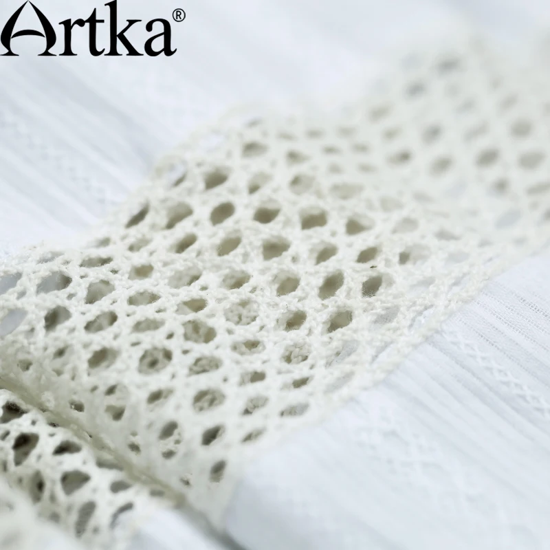 Artka лета женщин новая Boho стиль этническая вышивка платье O вырезом с коротким