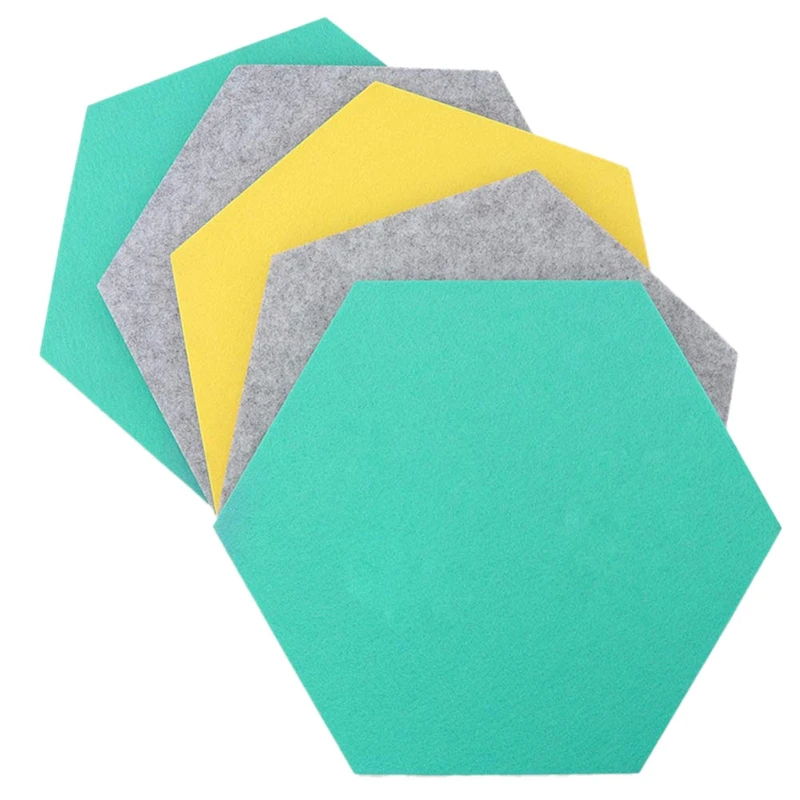 

TOP!-5Pcs/Set Hexagon Felt Board Hexagonal Felt Wall Sticker Multifunction 3D Decorative Home Message Board Self-Adhesive Kids