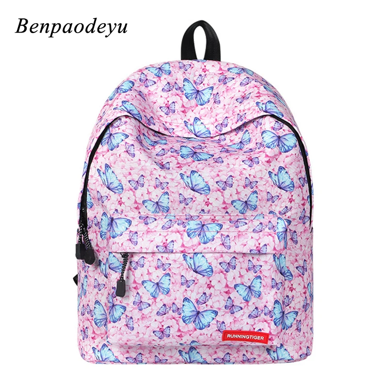 

2019 New Girl Backpack for Children School Bags Print Butterfly Kids Backpacks Large Capacity Middle School Students Backpack