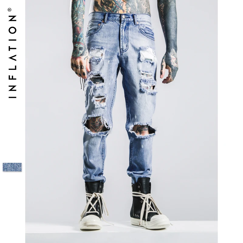 Online Buy Wholesale Ripped Jeans For Men From China Ripped Jeans Mens Jeans Brand INFLATION 2016 Hip Hop Autumn Ripped Jeans For Men Light Blue Color Jeans - Online Buy Wholesale Ripped Jeans For Men From China Ripped Jeans