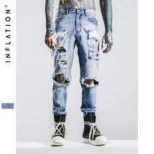 Herren jeans marke inflation 2016 hip hop herbst zerrissenen jeans für männer hellblau farbe jeans