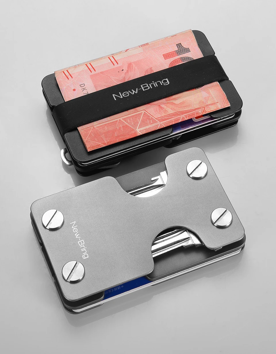 NewBring Multi-functional Metal Money Clip Men with Credit Card Wallet and key