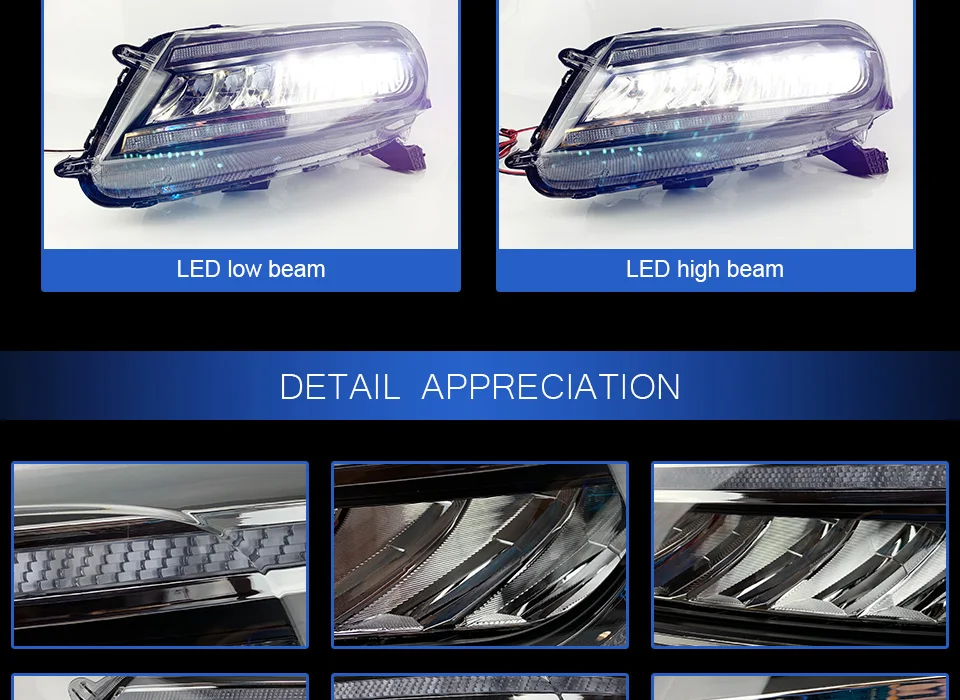 Farol para Honda Tuning Carros Accord 2008-2020 Faróis Led Completo Drl Luzes Running Bi-xenon Feixe Sinal Dinâmico Akd g8 7 Luzes p/ carro