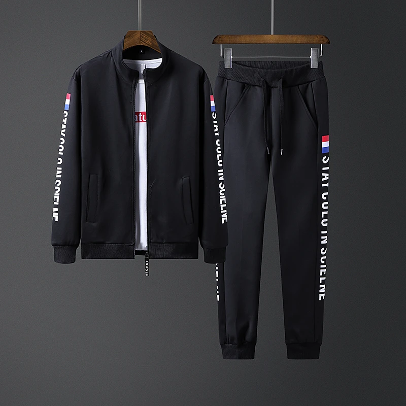 Riinr New Tracksuits Men 2018 Autumn Letter Print Suits Men Track Suits Jacket+Pants SportsSuit 2 Piece Set Men's Outwear Sets