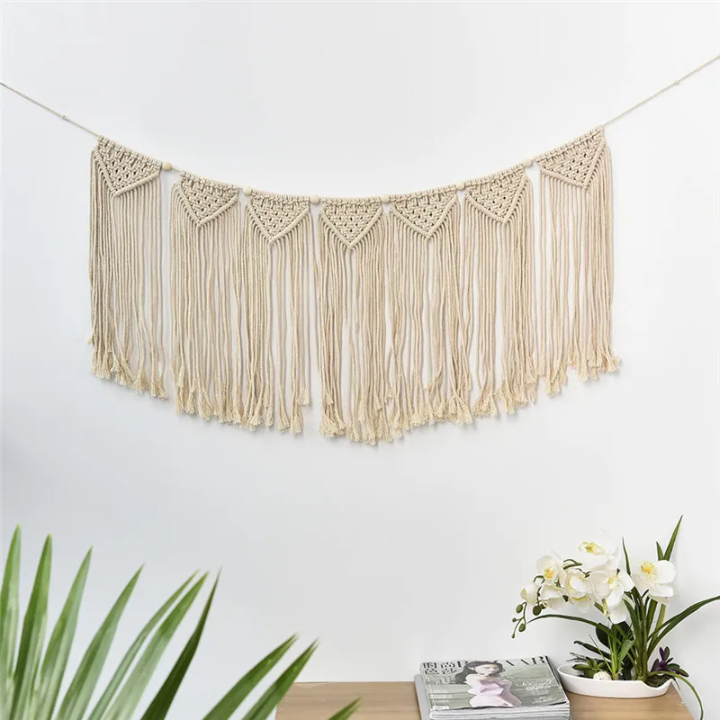 

Handcrafted Macrame Tapestry Handwoven Cotton Thread Bohemian Curtain Wall Hanging Retro Stylish Wedding Backdrop Home Decor