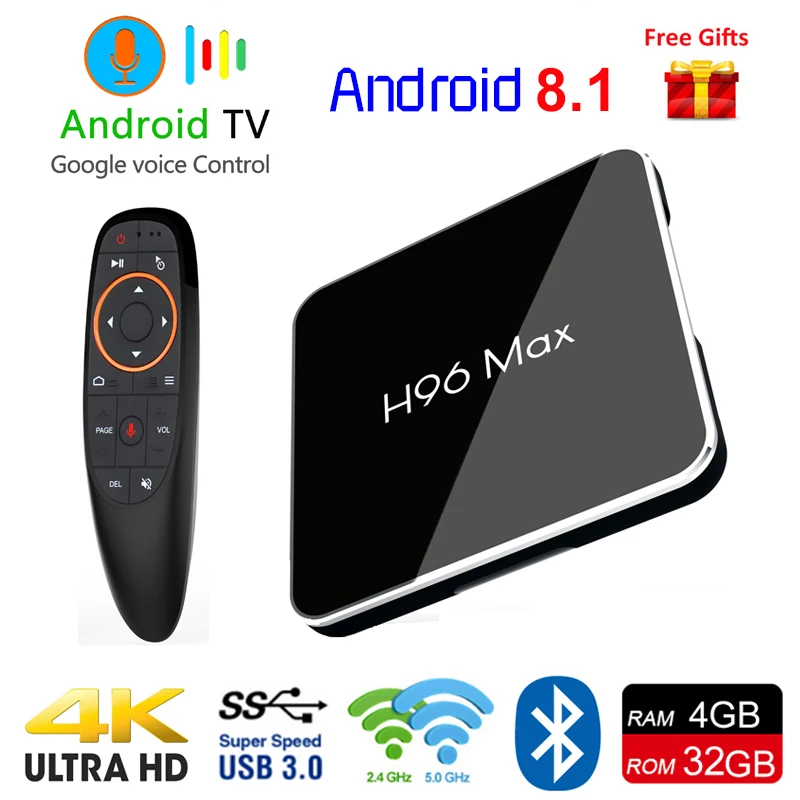 

New Chip Amlogic S905X2 Android 8.1 Smart TV BOX 4G Ram 32G Rom Set Top Box 4K H.265 BT Wifi Voice Control Smart TV Media Player