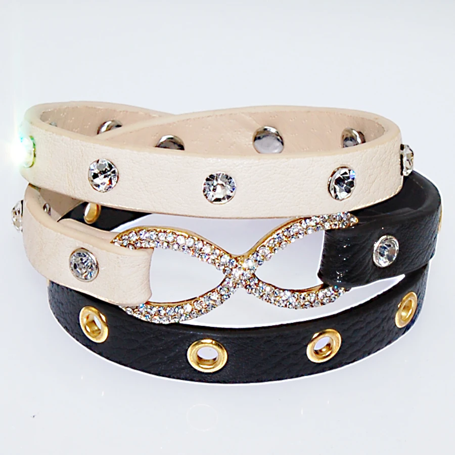 Wholesale leather wrap bracelet,double color wrap Bracelets with