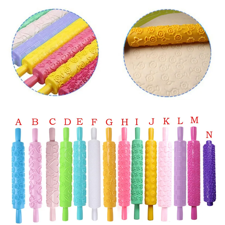 

Rolling pin 14 Pattern Rolling Pin Embossing Baking Pastry Cake Roller Decorating Mold Tool Patterned Rolle drop shipping
