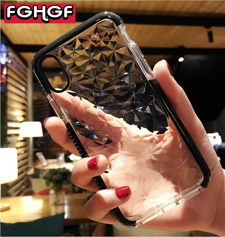 

FGHGF Simple Diamond pattern Phone Case For iphone X Case For iphone 7 8 Candy Color Anti knock Soft Clear Back Cover