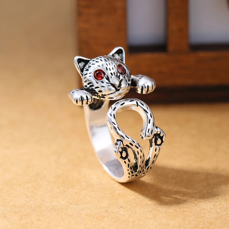 

XIYANIKE 925 Sterling Silver 2019 Boho Jewelry Simple Cute Lucky Plutus Cat Open Ring Vintage For Women Lover Gift Bohemian