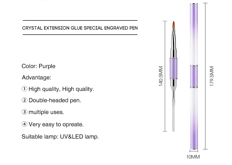 Ellwings полигелевая ручка, кисточки, стразы, двойная ручка, полигелевая кисть, расческа, скульптурные ручки для дизайна ногтей, дизайнерские инструменты
